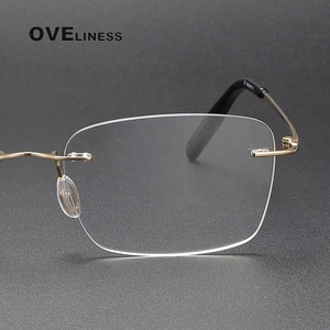 Montura de gafas de titanio puro para hombres y mujeres, monturas de gafas cuadradas sin montura para hombre y mujer, gafas sin marco 2024 - Product Image 3