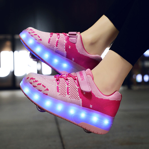 Chaussures pour enfants avec roulettes, lumières LED, dessus en mesh brillant, semelle en caoutchouc, cadeau simple pour garçons et filles - Product Image 5