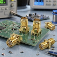Conector RF SMA Hembra Recto, Chapado en Oro, 6GHz, Montaje en PCB, Adaptador Coaxial