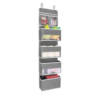 Organisateur suspendu à 5 étagères pour porte, organisateur de rangement pour porte avec 4 poches de grande capacité et 2 poches en PVC pour ranger les jouets - Product Image 1