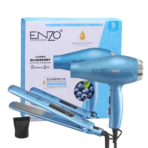 ENZO Portable Professional women flat iron blow dryer Wholesale LED Display Screen Hair Straightener and Hair Dryer Set