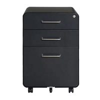 Meuble de rangement mobile en acier à trois tiroirs verrouillables avec roulettes pour bureau à domicile, unité de classement et d'archivage, achat en gros