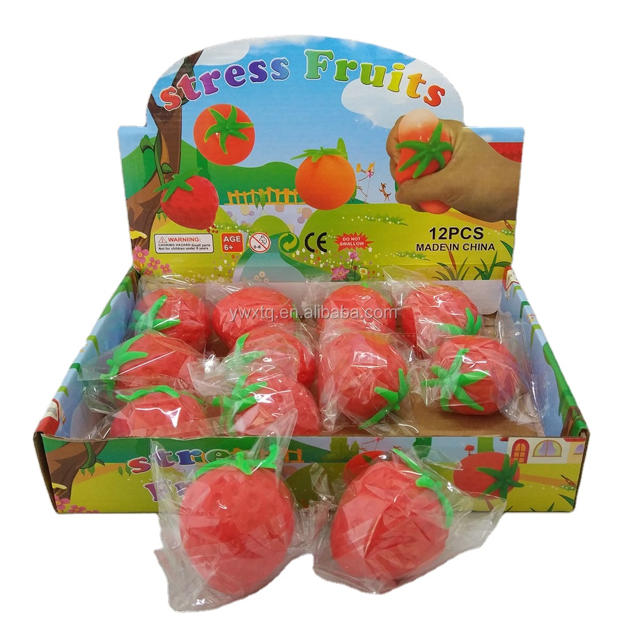 Аутизм сенсорные игрушки TPR пластиковый Сжимаемый мяч Клубника Форма антистресс сжимаемая игрушка липкий мяч