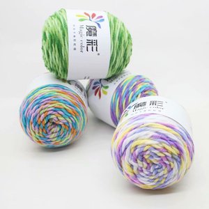 Hilo de Algodón Acrílico 100% de 5 Capas Teñido en Segmentos Arcoíris, Hilo de Ganchillo Tejido a Mano para Coser y Tejer, Estilo Elegante - Product Image 3