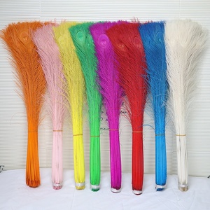 Plumas de Pavo Real Naturales Blanqueadas de 80-90cm al por Mayor para Decoración de Bodas, Accesorios para Arreglos Florales, Decoloración - Product Image 1
