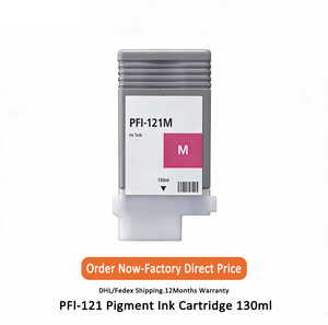 <span class=keywords><strong>Cartouche</strong></span> d'<span class=keywords><strong>encre</strong></span> compatible 130 ml avec <span class=keywords><strong>encre</strong></span> pigmentée PFI-121M pour imprimantes <span class=keywords><strong>Canon</strong></span> TM-250 TM-255 TM-350 TM-355 - Product Image 1