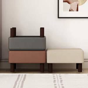 Modern Leather Footstool <b>Small</b> Ottoman Living Room <b>Stool</b> Bedroom Bench Soft Cushion Seat Home Furniture Minimalist Design - Product Image 3