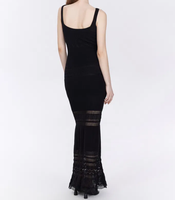 Robe maxi estivale pour femmes, sans manches, en tricot, imprimé léopard animal, col carré, dentelle, taille haute, bouton, tenue décontractée quotidienne