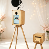 Photomaton en bois double face avec écran tactile, support pour appareil photo reflex numérique et compatibilité imprimante pour événements