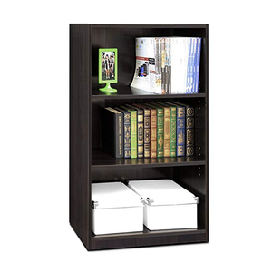 Étagère à livres en bois de style asymétrique moderne et simple, blanc et noir combinés, pour salon - Product Image 4