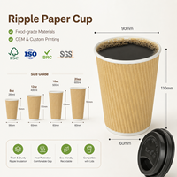 Taza de Café Aislada, Resistente y Confiable, Clásica y Estándar, de 300gsm/250gsm, para Cafeterías y Tiendas de Bebidas