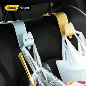 2 Ganchos Universales para Reposacabezas <span class=keywords><strong>de</strong></span> Asiento <span class=keywords><strong>de</strong></span> Coche con Diseño <span class=keywords><strong>de</strong></span> Gato, para Colgar Bolsas <span class=keywords><strong>de</strong></span> Compras, Bolsos y Paraguas - Product Image 1