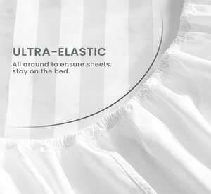 Customized 50/50 Poly Cotton Hotel Bedding Stripe <strong>Sheets</strong> Set White 5 Star Hotel Bedsheet Bedding Set - Product Image 6