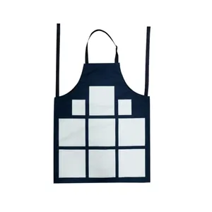 Delantales de lino blanco para cocina, diseño personalizado, 9 paneles de fotos, sublimación