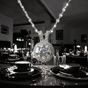 Classic 4-Prong Hearts & Arrows Cut S925 Sterling Silver Moissanite Solitaire Pendant Necklace Jewelry Gift for Women - Product Image 2