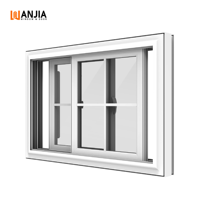 Ventana Corredera de Vinilo con Diseño de Rejilla Resistente, Canal de Drenaje Impermeable, Ventanas Correderas Horizontales de UPVC