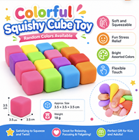 Jouet anti-stress en caoutchouc coloré en forme de cube, à remontée lente, pour enfants et adultes, soulagement de l'anxiété