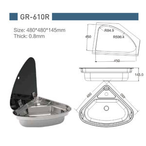 Fregadero Exterior de Acero Inoxidable GR-610R con Cubierta de Vidrio Templado 480*480*145mm para Autocaravanas y Yates - Product Image 3