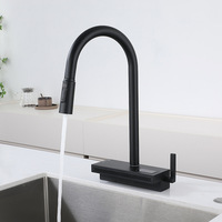 Robinet de cuisine monotrou en laiton avec affichage numérique, douchette extractible en céramique, eau froide et chaude, finition brossée rotative