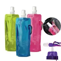 אור משקל מתקפל לשימוש חוזר בקבוק מים תיק Carabiner קליפ דליפת הוכחה מתקפל שתיית מים בקבוק ללא רעיל BPA חינם