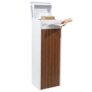 Modern Style Free Standing Secure Mail Drop <strong>Box</strong> Waterproof Outdoor Home Metal Parcel Delivery Lock Rustproof White <strong>Wood</strong> for <strong>Post</strong> - Product Image 5