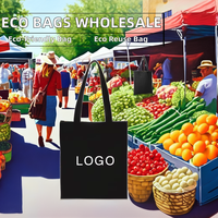 Vente en gros Sacs fourre-tout en toile durable et réutilisable écologique Sacs à provisions pliants avec logo