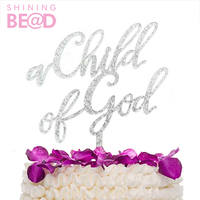 Décoration de gâteau acrylique, 1 pièce en or, pour enfant de dieu, décoration pour première Communion, pour le baptême, le baptême
