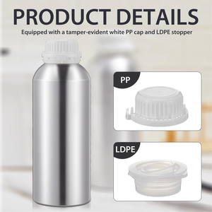 Flacon cosmétique rond en aluminium avec bouchon à vis, cadeau d'affaires, léger, design moderne pour lotion, sérum, huile essentielle - Product Image 3
