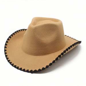 Sombrero de Vaquero de Nuevo Diseño 2024 con Borde de Hilo en Color Contrastante para Viajes, Pesca, Ocio al Aire Libre - Product Image 3
