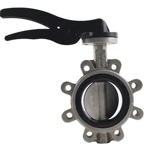 Valve 4 6 Inch Lug Type Butterfly Valve Fonte ductile Acier inoxydable Valve manuelle générale 4 voies 3 positions Eau Huile Gaz OEM,ODM