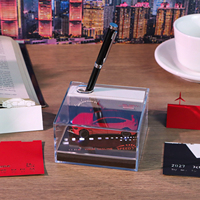 Bloc-notes 3D Supercar Personnalisable avec Calendrier 2027, Slogan Personnalisé, Sculpture de Voiture de Course, Papier à Notes avec Porte-Stylo et Lumière LED