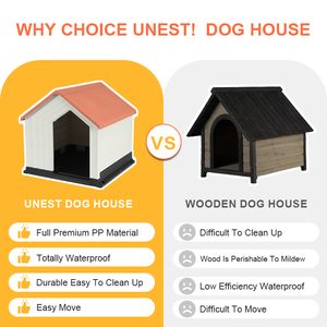 บ้านสุนัขขนาดใหญ่หรูหรา กันน้ำ สำหรับกลางแจ้ง พร้อมพื้นที่ห้องนั่งเล่น ลายเรียบหรู บ้านสุนัขพลาสติกสำหรับในบ้าน MOQ ต่ำ - Product Image 4