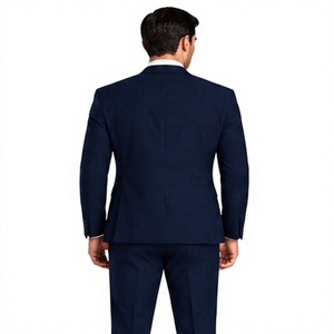 Traje de negocios de 3 piezas azul marino de alta calidad para hombre, blazer ajustado, chaleco, pantalones, traje formal para boda, novio, fiesta - Product Image 4