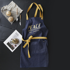 Ajustable al por mayor Hotel restaurante Bistro cocina trabajando moda vaquera barbacoa liso <span class=keywords><strong>de</strong></span> algodón Jean azul <span class=keywords><strong>delantal</strong></span> - Product Image 6