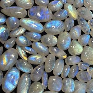 Piedra de Luna Arcoíris Natural de Alta Calidad AAA+, Cabujón Azul, Gema Suelta para Joyería, Lote de Gemas Hechas a Mano con Reverso Plano - Product Image 2
