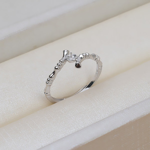 S925 Silver <b>Open</b> <b>Ring</b> for Women Adjustable DIY Pearl 5-6 Accessories Living Mouth Bamboo Knot Simple Jewelry Findings Components - Product Image 4