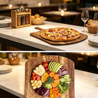 Pelle à pizza en bois avec poignée et lignes de découpe, pelle ronde pour la présentation en cuisine, restaurant, fête, table