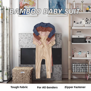 Combinaison en tricot de fibre de bambou personnalisée pour nouveau-nés et tout-petits, vêtements d'été pour la climatisation, fermeture éclair, <span class=keywords><strong>pyjama</strong></span> pour tout-petits - Product Image 2