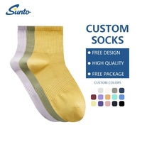 Chaussettes pour femmes colorées et mignonnes sans couture, logo personnalisé, chaussettes en maille respirantes pour un usage quotidien au printemps