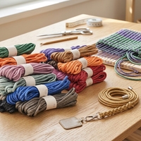 Cordon tressé rond de 5 mm avec fil argenté en stock, idéal pour les bracelets de téléphone, les lanières et les sangles de sac DIY