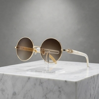 Lunettes de soleil ovales de luxe en corne naturelle pour hommes, protection UV400, logo personnalisé, monture métallique vintage, vente en gros