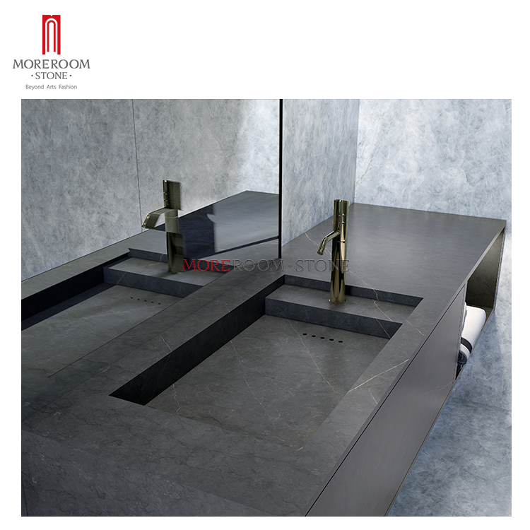 Современный дизайн, серый цвет, сборные кухонные столешницы, шкафчики