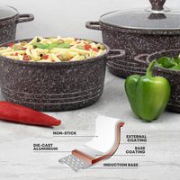 Batterie de cuisine à induction antiadhésive Casseroles et poêles en aluminium moulé de 8 pièces avec couvercles en verre Casseroles Marmites