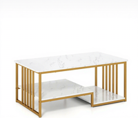 Table basse en bois moderne et durable à 3 niveaux, couleur claire, avec rangement pour le salon