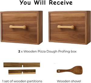 Boîte à levée de pâte à pizza en bois d'acacia naturel, boîte en bois omakase, idéale pour la levée du pain, boîte à tarte en bois - Product Image 6