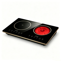 Table de cuisson double portable et compacte, encastrable, à induction et infrarouge, 2 brûleurs, plaque électrique tactile, pour usage domestique et hôtelier