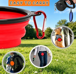 Venta al por mayor de fábrica: Platos portátiles de plástico plegables inteligentes para mascotas (gatos y perros) con logo personalizado, para alimentación y agua, 13 oz - Product Image 2