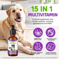 Gouttes multivitaminées liquides pour chiens 15 en 1, complément alimentaire naturel pour animaux de compagnie, soutient la santé des articulations, de la peau, du pelage et du système immunitaire du chien