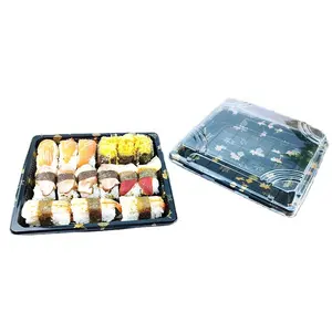 一次性方形寿司容器盒食品级宠物肉/蛋糕/蔬菜/新鲜/沙拉/生鱼片塑料包装托盘