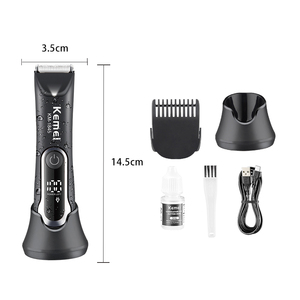KEMEI Km-1845 Recortadora de <span class=keywords><strong>Vello</strong></span> Corporal Eléctrica Recargable de 600 mAh, Afeitadora Impermeable <span class=keywords><strong>para</strong></span> Partes Íntimas con Luz y Soporte - Product Image 4